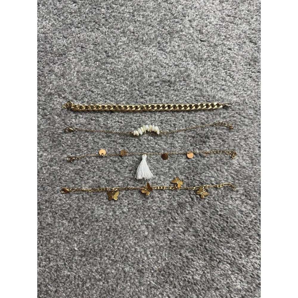 Ankle Bracelet Set Gold Plated Bundle Jewlery 4 pcs